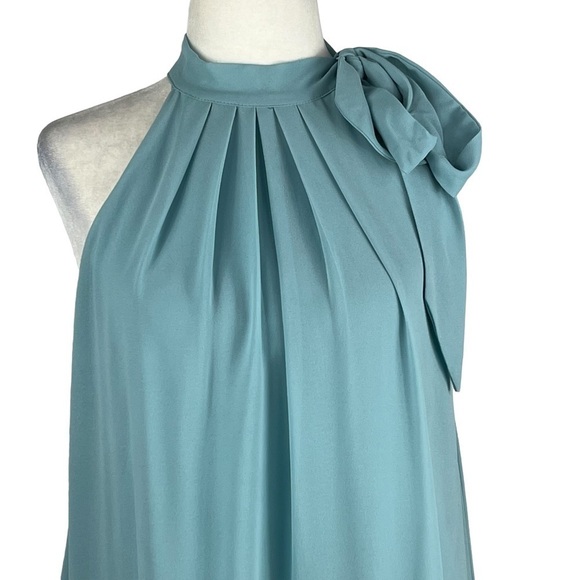 SHE & SKY SLEEVELESS TIE‎ NECK LINED FLOWY A-LINE MINI DRESS - Picture 2 of 12